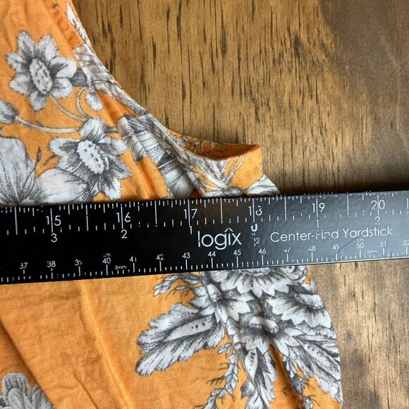 Ann Taylor Womens Blouse Marigold Tropical Floral Toile Smocked Halter XLarge - Picture 8 of 12